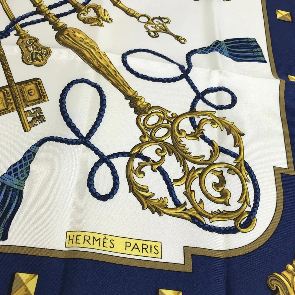 HERMES Authentic White Silk Scarf - Picture 4 of 10